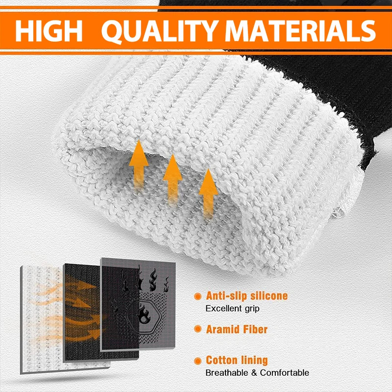 Oven Gloves, Oven Mitts, Heat Resistant Fireproof Non-Slip Silicone BBQ Grill Gloves for Cooking Barbecue Baking